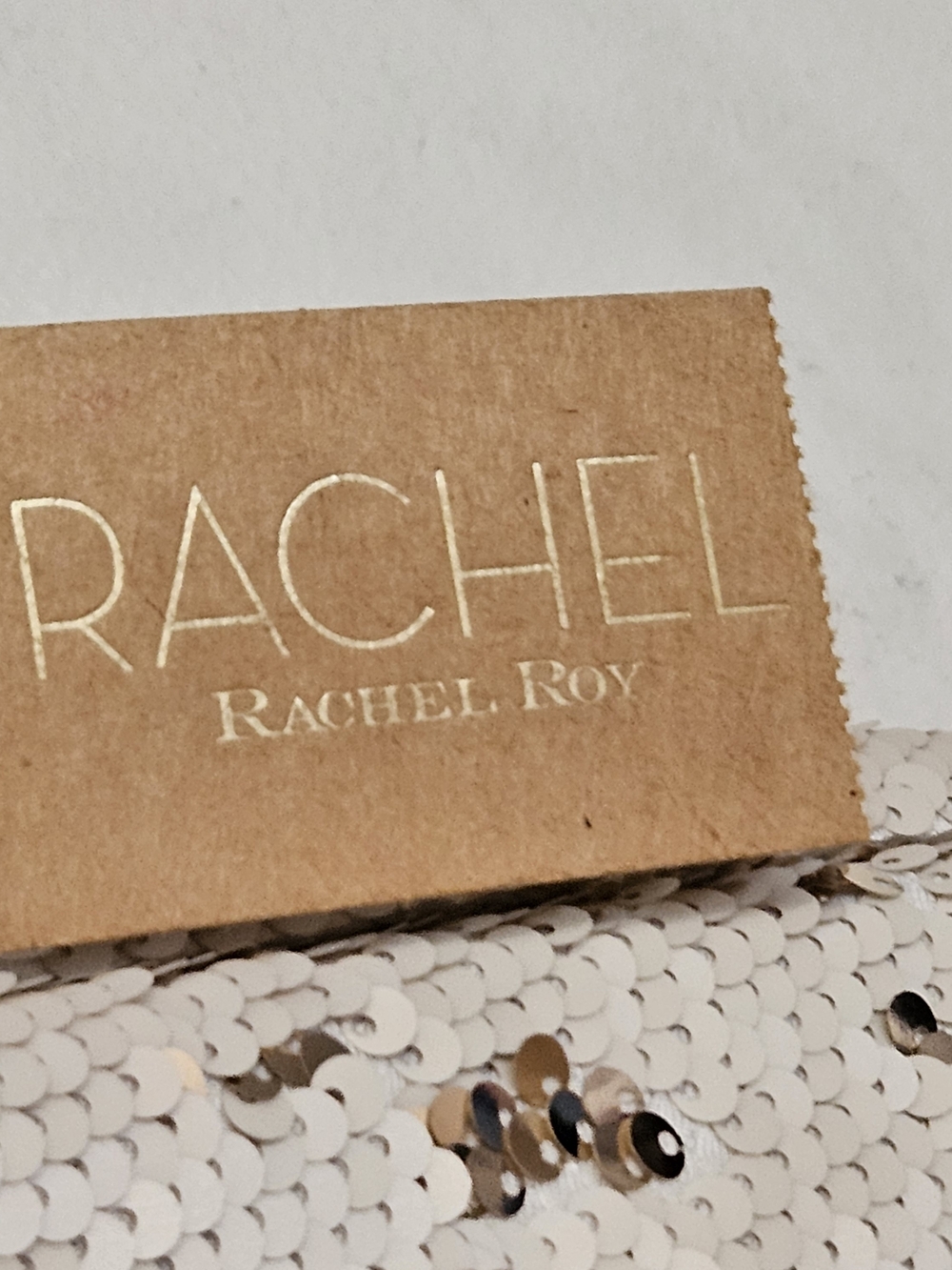 RACHEL Rachel Roy Sequin-Embellished Champagne Shift Top Style Dress - Picture 9 of 11